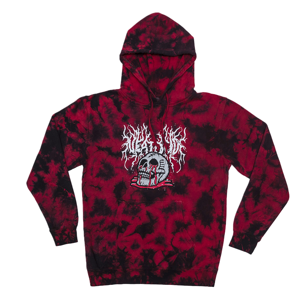 Skull Puddle Hoodie - Red Tie Dye