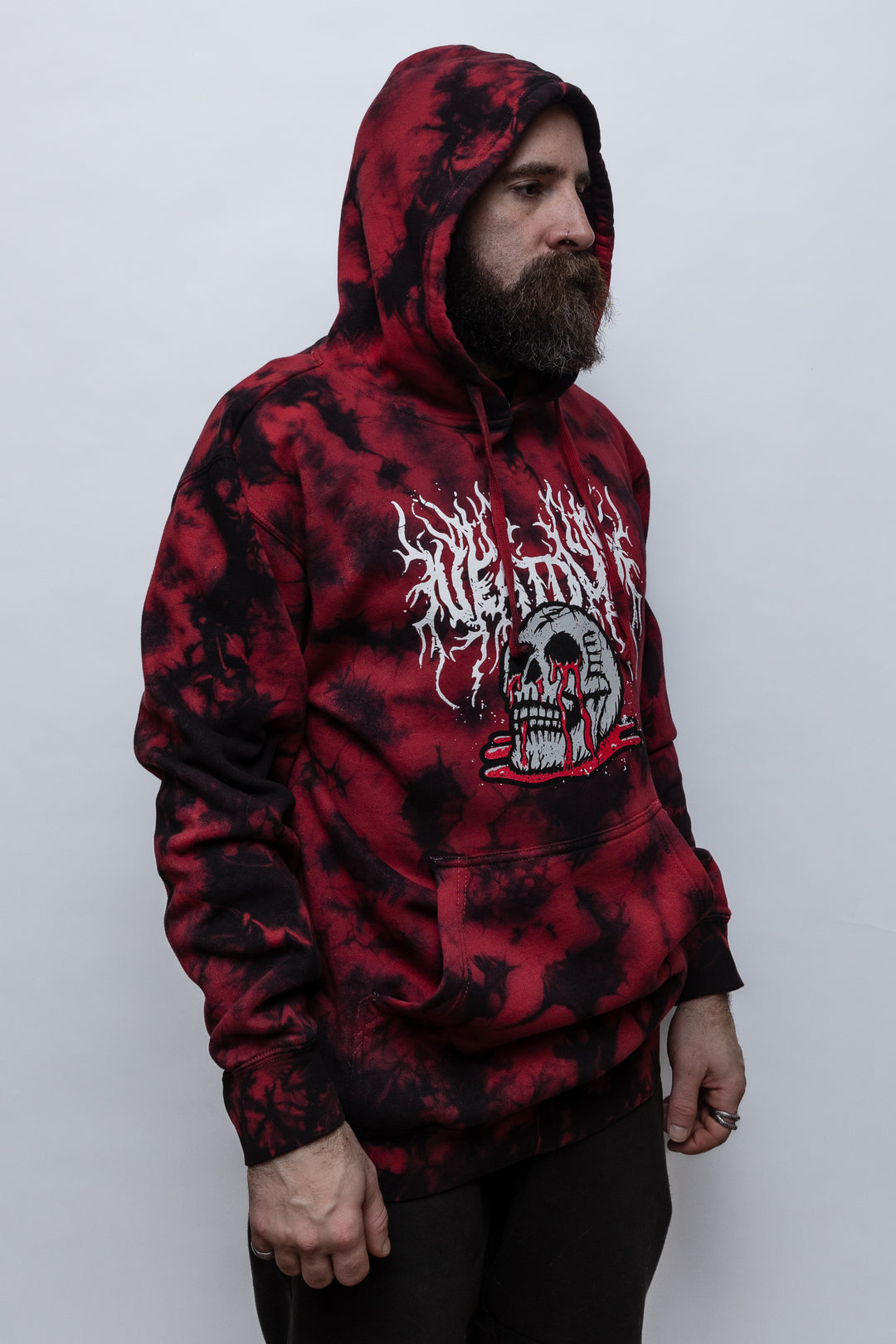 Skull Puddle Hoodie - Red Tie Dye