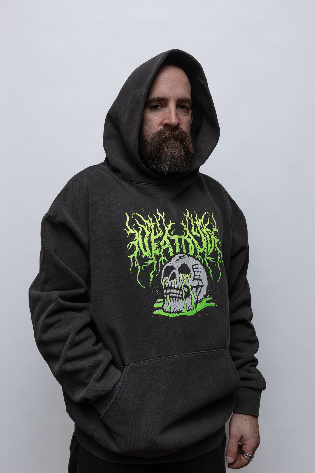 Metal Skull Puddle Hoodie - Vintage Black