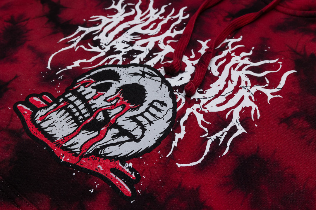 Skull Puddle Hoodie - Red Tie Dye