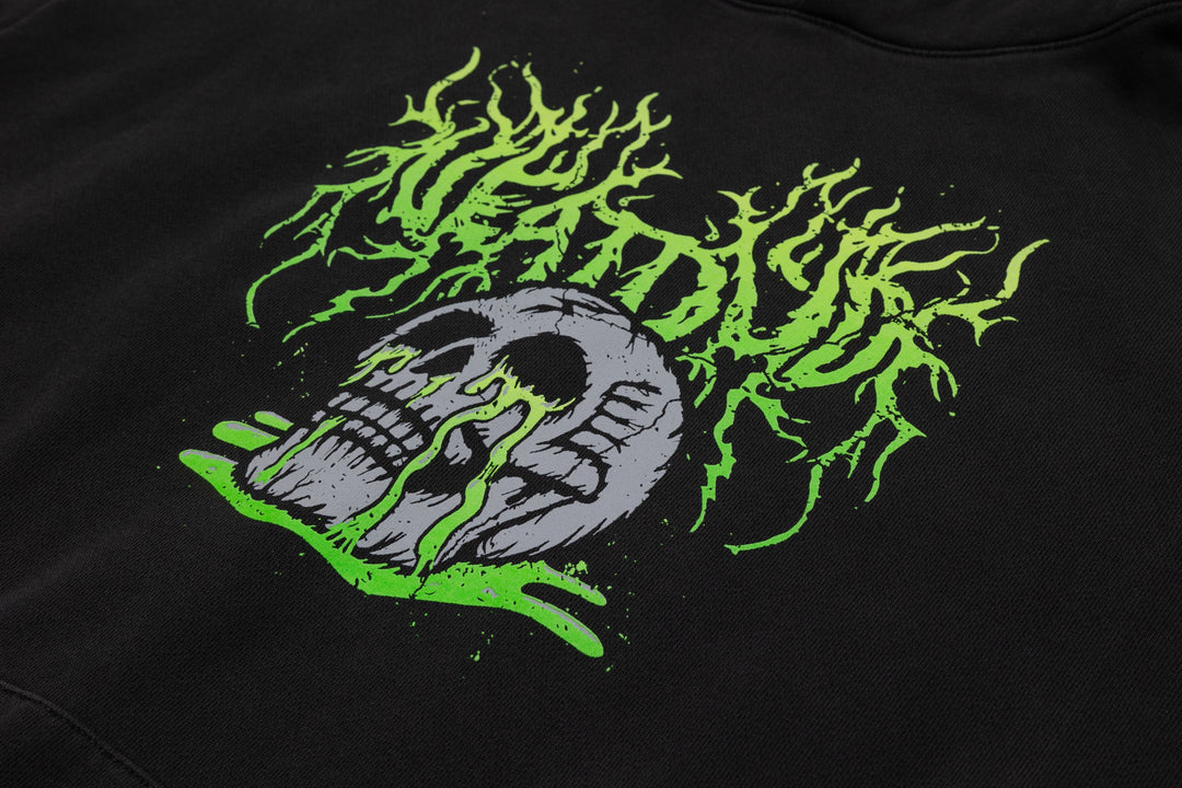 Metal Skull Puddle Hoodie - Vintage Black